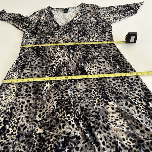 Lane Bryant V Neck Faux Wrap Leopard Midi Dress Stretch Ruffles Cinched Sz 14 16 - Picture 5 of 8